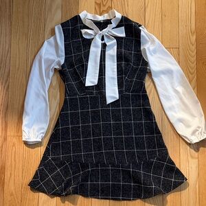 Elegant Black and White Checkered Mini Dress